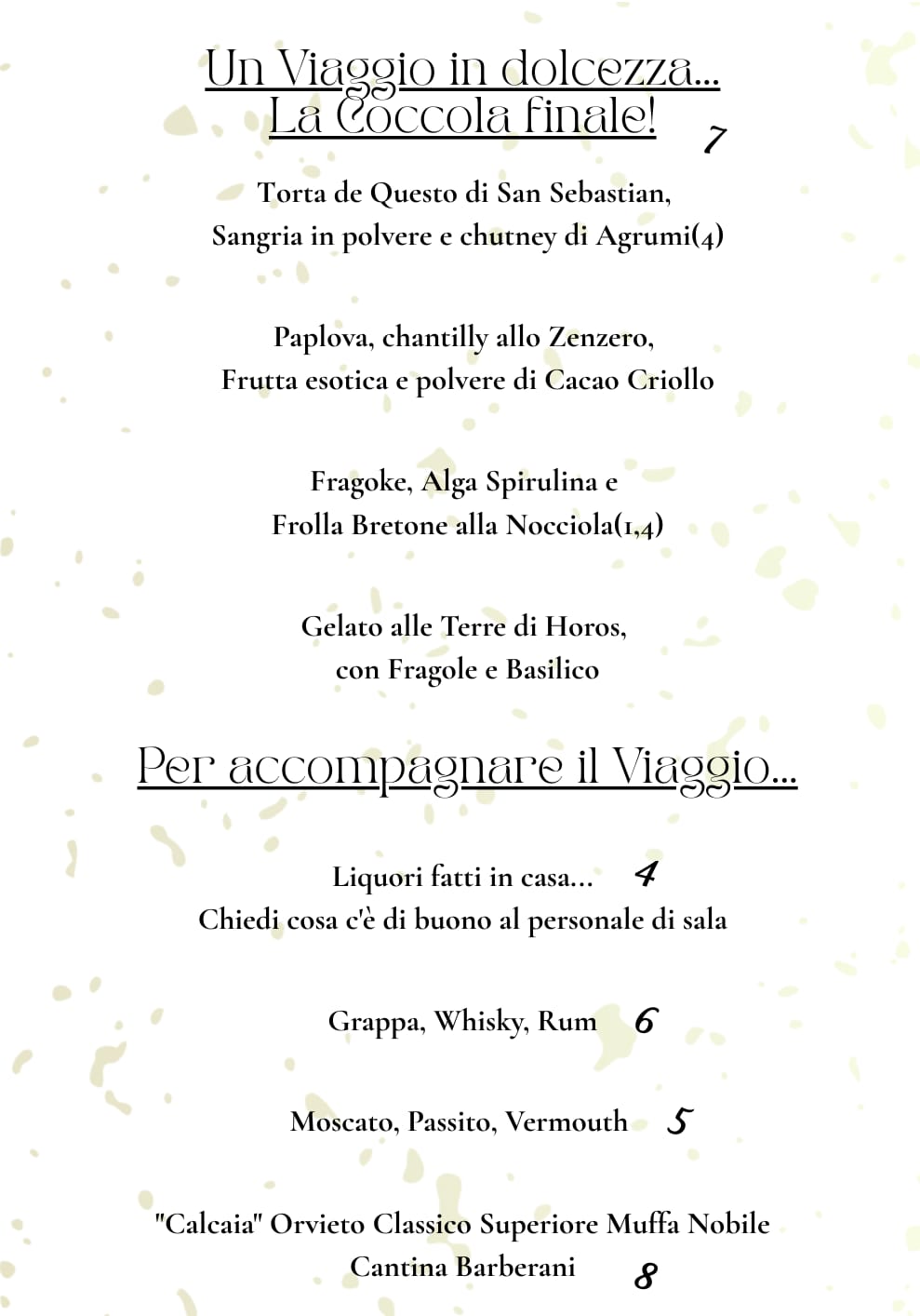 Menù Vis à VIs Orvieto