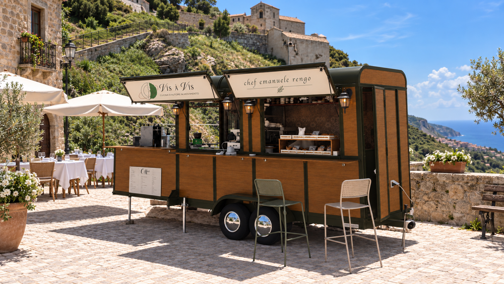 rimorchio vis a vis food truck itinerante vegan italia